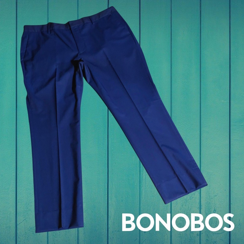 Bonobos Mens Jetsetter Slim Fit Manzotto Wool Dress Pants Royal Blue 40x31.5